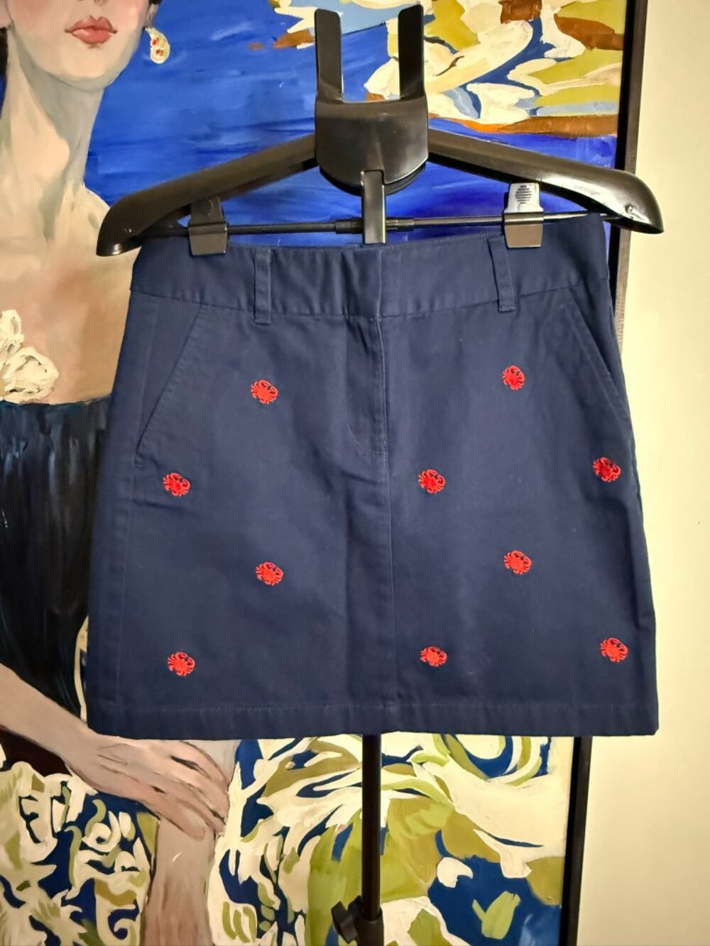 Vineyard Vines Navy Blue Skirt with Red Crab Embroidery - Size 6
